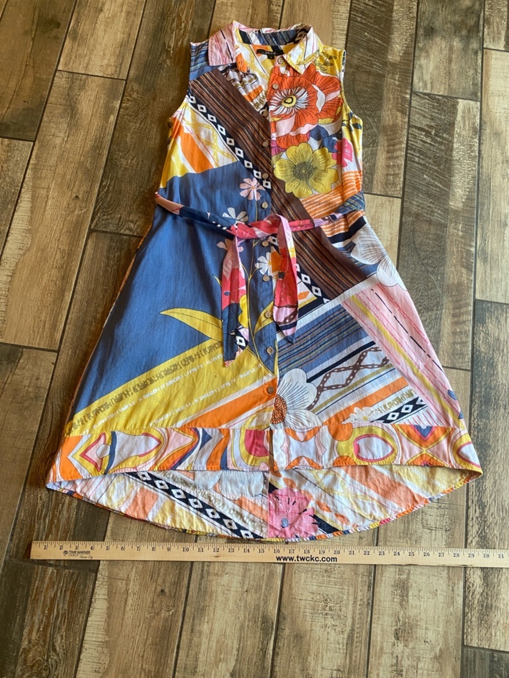 Charlie B Multicolor Floral & Geometric Sleeveless Midi Dress - Picture 9 of 13